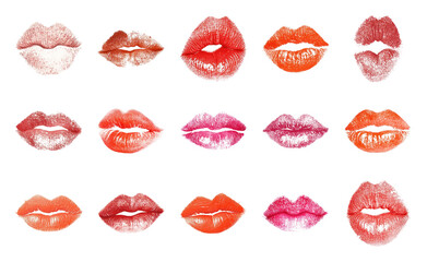 PNG Colorful lipstick kiss prints, transparent background