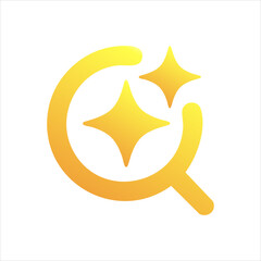 AI search and research gold gradient color simple icon. Generate symbol. Artificial intelligence technology and Machine learning concept. Icon element for application and web. Vector