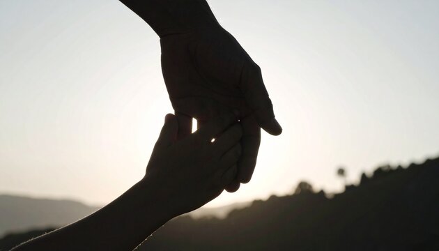 una silueta de una mano ni&ntilde;o junto a la mano del padre, concepto del d&iacute;a del padre, con espacio para texto