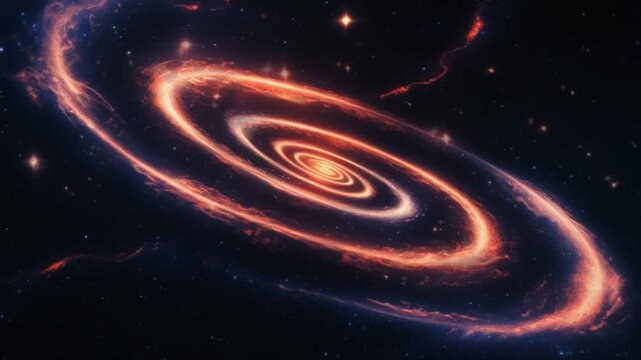 A magnificent spiral galaxy with a luminous golden core in deep space, surrounded by stars and cosmic dust. Perfect for astronomy, science fiction, universe backgrounds, and futuristic space visuals.