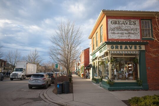 Niagara-on-the-Lake Canada - 18 December 2025 - Queen St in  Niagara on the Lake is the charming, historic heart of the Old Town, famous for its boutique shops, restaurants, and hotels