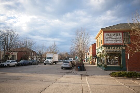 Niagara-on-the-Lake Canada - 18 December 2025 - Queen St in  Niagara on the Lake is the charming, historic heart of the Old Town, famous for its boutique shops, restaurants, and hotels
