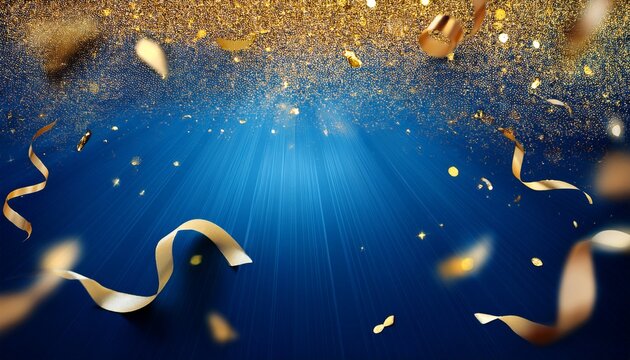 Fond Bleu Nuit Avec Paillettes Dorees Et Confettis Lumineux Pour Les Fetes Nouvel An Noel Celebration Felicitations
