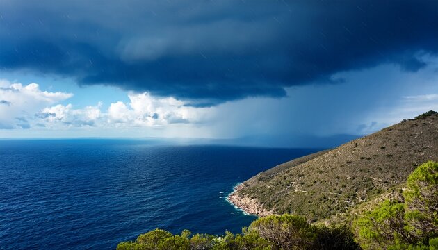 Pluie Sur La Mer Mediterranee Canari Corse