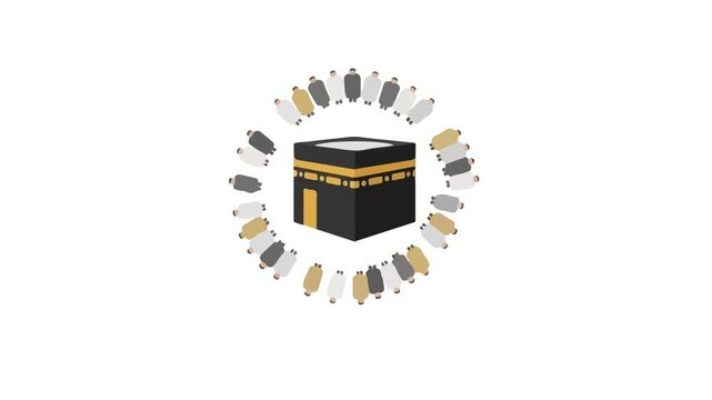 Pilgrims Circling the Kaaba Illustration