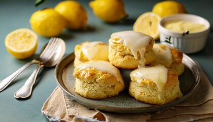 Delicious Lemon Scones Topped With A Creamy Glaze And Zest Perfect For A Bright Afternoon Treat