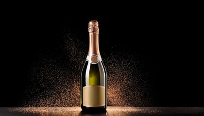 Champagne Bottle On Black Background