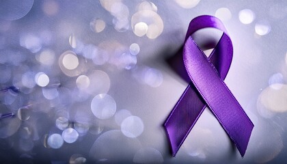 World Cancer Day Awareness Purple Ribbon Banner