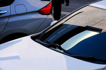 modern car interior with light and reflection