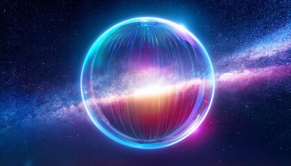 Abstract Neon Bubble On Space Background