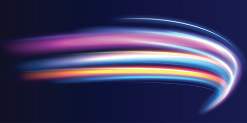 Colorful neon light trails curve for technology banners and advertising design © Alesya