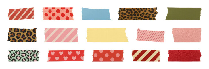 Naklejka na ściany i meble PNG Colorful patterned decorative tape collection, element set on transparent background