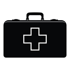 Obraz premium A black medical case with a white cross symbol on the front isolated on white background, Vector