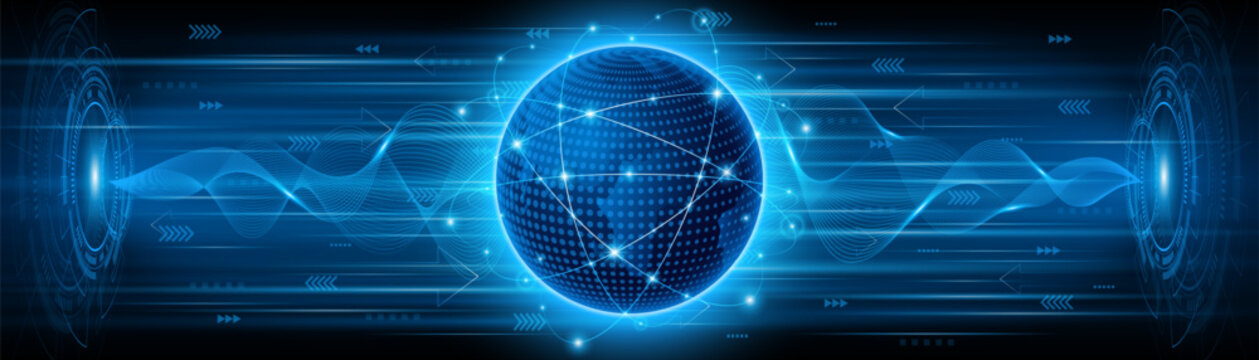 Global connection network background. World map. High-speed internet technology concept or fast wireless data transmission. modern internet network connection technology background