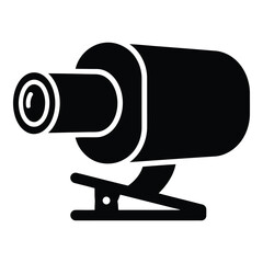 A black and white surveillance camera mounted on a wall bracket. isolated on white background, Vector