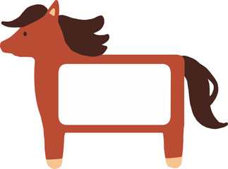 붉은 말모양 이름표 일러스트 