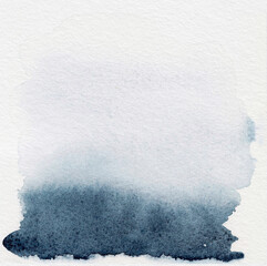 Abstract blue watercolor gradient background. Dark indigo paint wash fading to white paper.