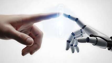 Human Robot Handshake Futuristic Technology.