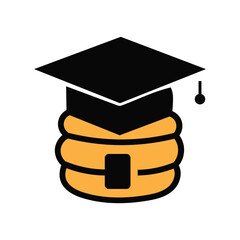 Abstract stylized graduation cap symbol placed on a beehive shape representing education and learning