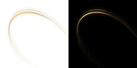 Elegant Gold Energy Curve with Shimmering Particles and Cinematic Glow Effect