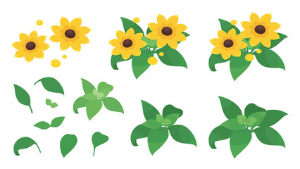  	かわいいルドベキアのイラスト素材セット