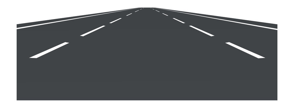 Empty asphalt road perspective with clear direction lines, minimal transportation background, long straight highway view, concept of journey, travel, future and freedom, perfect for business concept a