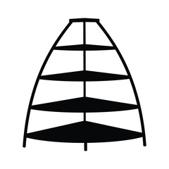 Black Corner Shelf Silhouette Icon Isolated on White Background