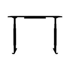 Black desk with two legs and a shelf