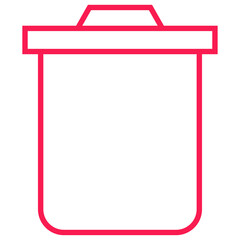 Obraz premium red outline trash can icon