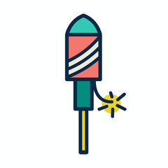 Bottle Rocket or Parachute Icon for Fireworks or Independence Day - 4th of July