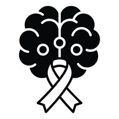 Black and white awareness ribbon combined with stylized flower bouquet graphic design for social causes and campaigns