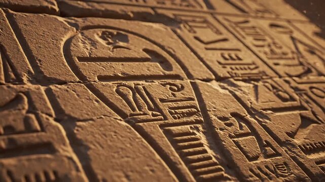 Ancient Egyptian Stone Wall Carving Depicting Hieroglyphic Cartouches