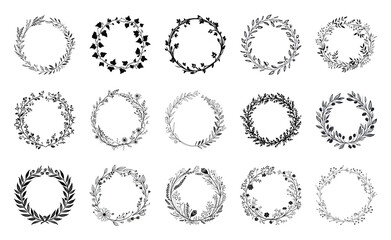 PNG Elegant floral wreath designs on transparent background