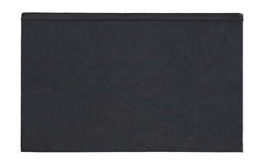 Fototapeta premium Black book cover front view, blank hardcover isolated on transparent background