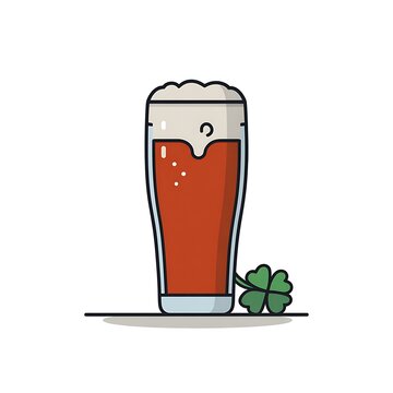 A pixel art illustration featuring a glass of beer with a clover