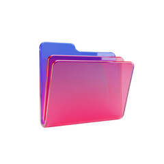 A digital rendering of a transparent folder with a gradient from blue to pink
