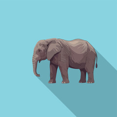 Fototapeta premium Gray Elephant on Blue Background