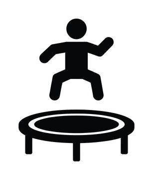 Vector illustration of person jumping on a trampoline for exercise and fun