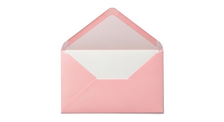 A pink envelope is opened on a white background illustration