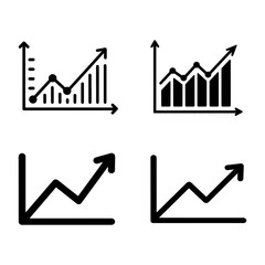 Business graph with arrow isolated on transparent background