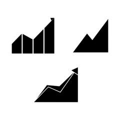 Business graph icon on arrow isolated on transparent background