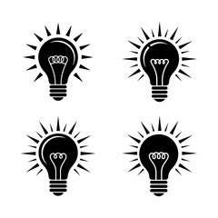 Light bulb icon set isolated on transparent background