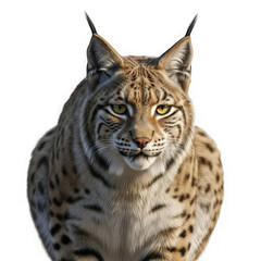 Obraz premium Portrait of a majestic eurasian lynx isolated on transparent background