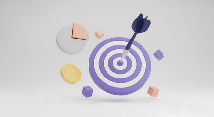 ターゲットの中心へ向かう矢印と明るいパステルカラーの成功