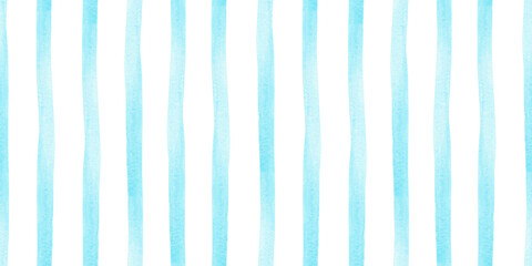 Abstract sea blue watercolor stripes kids background. Seamless summer geometric surface pattern design of cute baby lines print for fabric, kids decor, graphic linen print, nursery wrapping paper © Fedulova_art