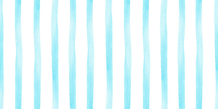 Abstract sea blue watercolor stripes kids background. Seamless summer geometric surface pattern design of cute baby lines print for fabric, kids decor, graphic linen print, nursery wrapping paper
