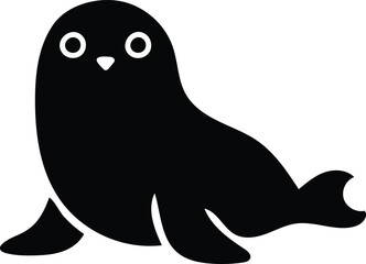 Fototapeta premium Black Seal Silhouette Vector on White Background Design