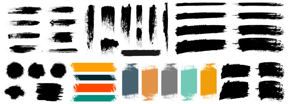 Grunge Brush stroke set. Abstract paint brush stroke texture set