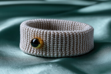 Simple bracelet on a light fabric surface