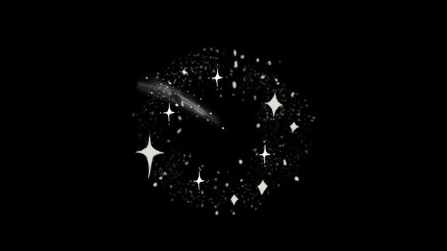 Twinkle sparkle stars splash, sparkling stars Shine animation, Twinkling white cartoon stars, glitter sparkle FX, doodle smoke bursts, and pop-up flash animation on black screen. 4k